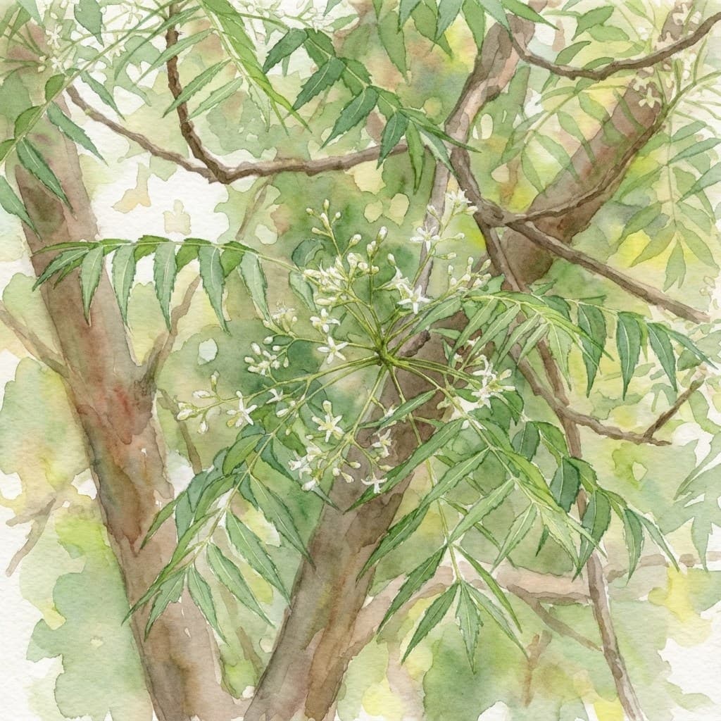 Neem tree (Azadirachta indica) Ayurvedic medicinal plant at Save Farm Dahanu