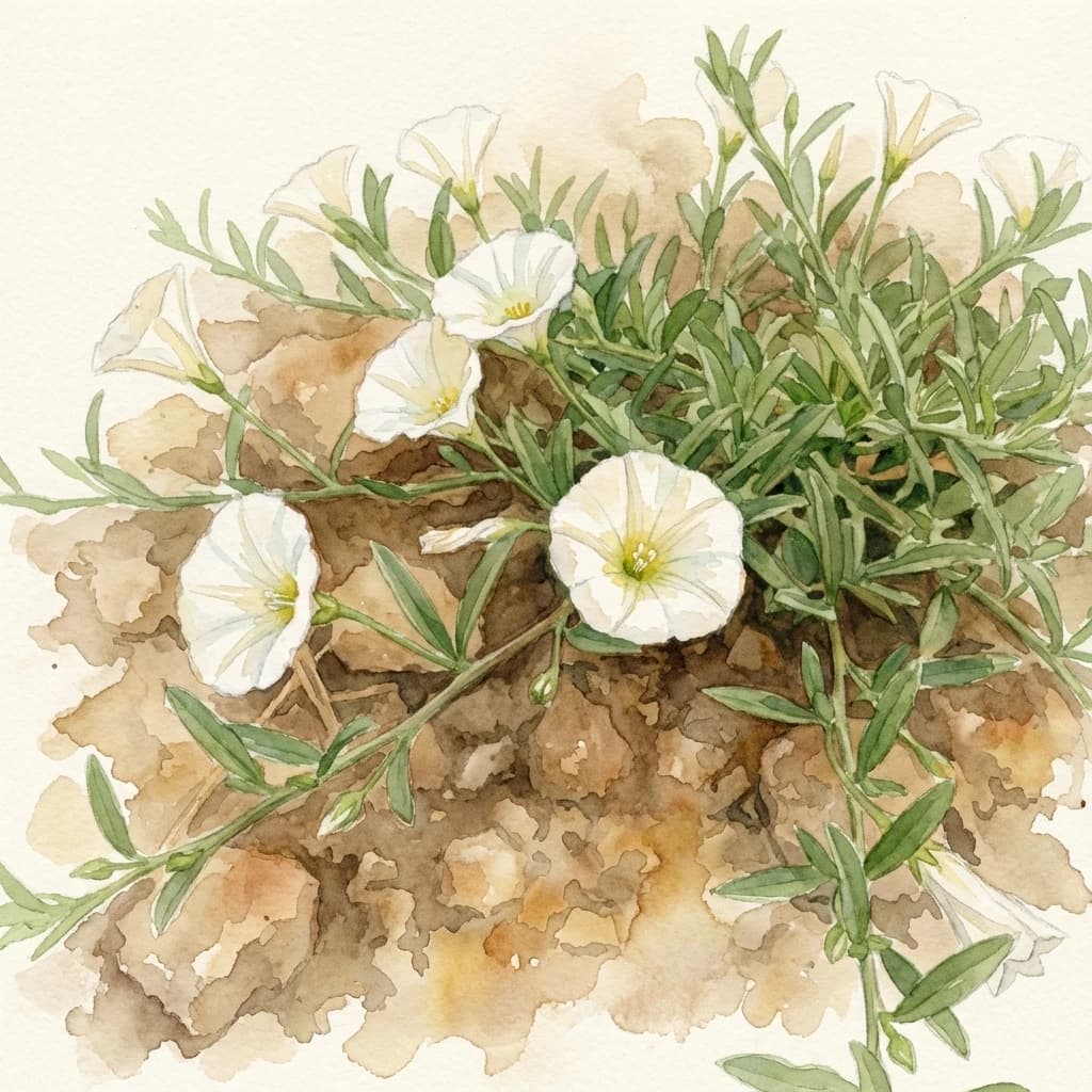 Shankhpushpi morning glory (Convolvulus prostratus) memory herb at Save Farm Dahanu