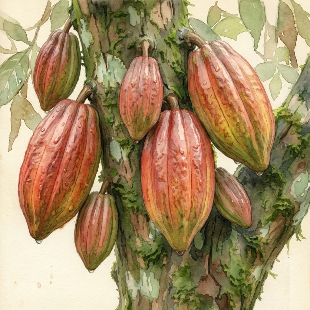 Cocoa cacao pod (Theobroma cacao) chocolate source plant at Save Farm Dahanu